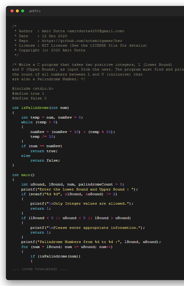 Write a C program that takes two positive integers, L (Lower Bound) and U (Upper Bound), as input from the user. The program must find and print the count of all numbers between L and U (inclusive) that are also a Palindrome Number.
